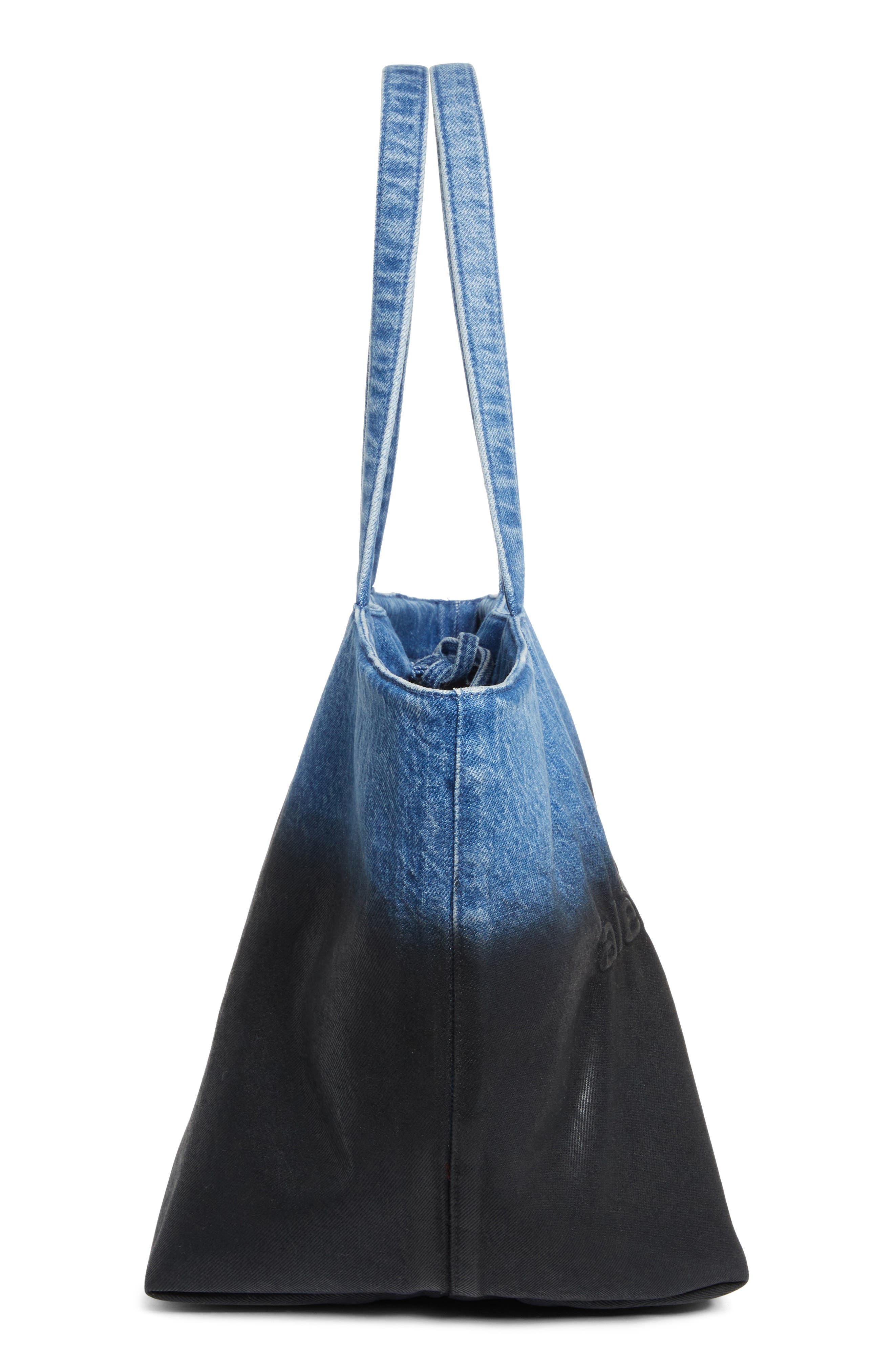 Alexander Wang Punch Dip Coated Denim Tote, Alternate, color, Vintage Marbled Blue / Black