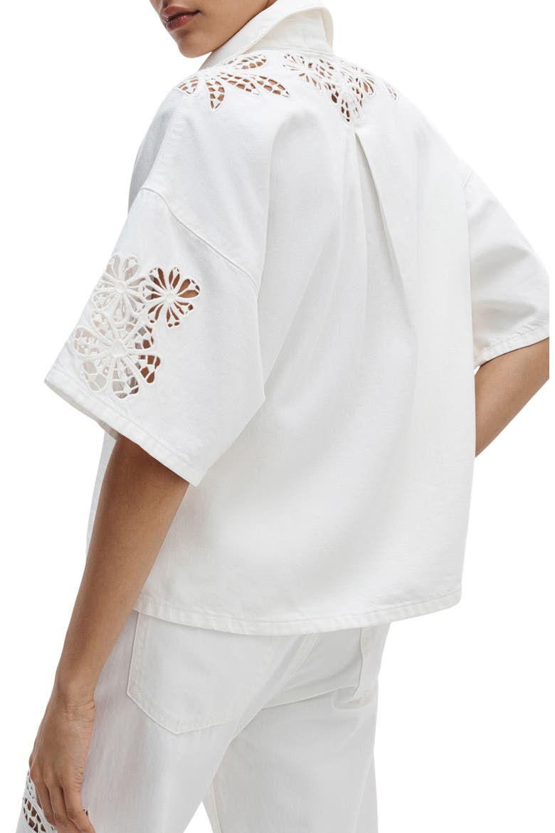 Lucy Eyelet Cotton Blend Popover Top, Alternate, color, WHITE FLORAL