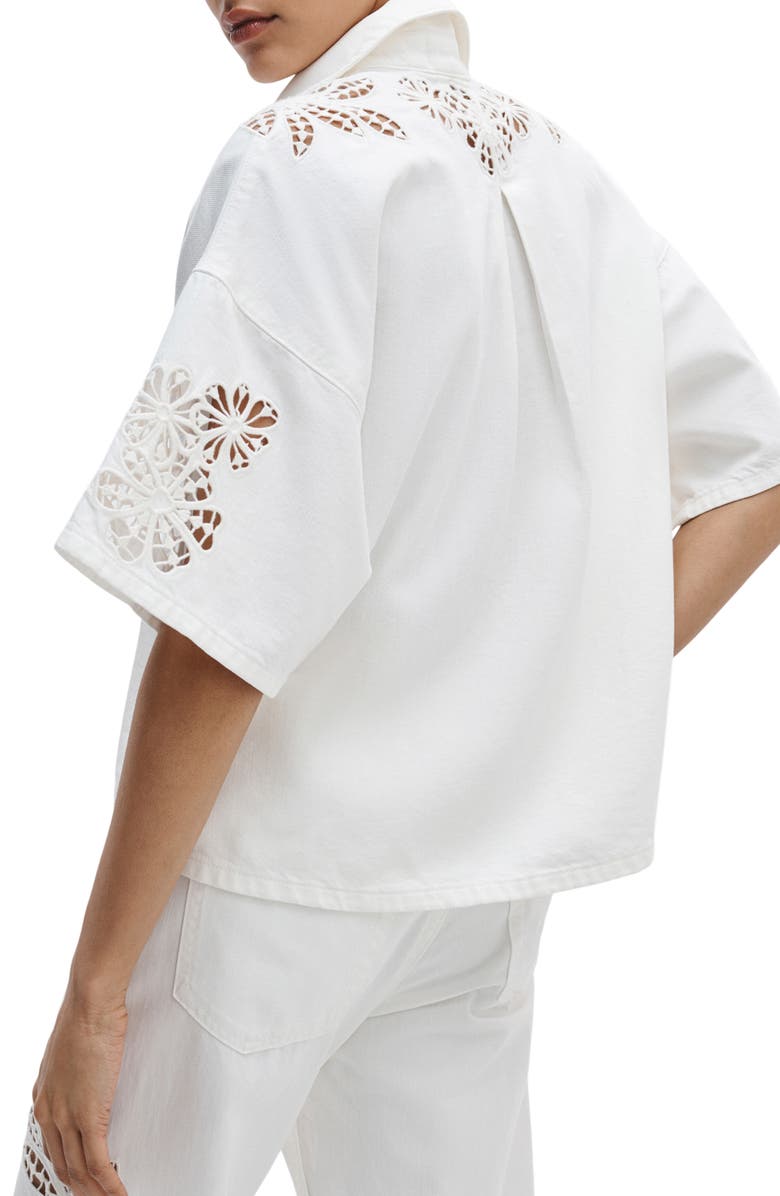 rag & bone Lucy Eyelet Cotton Blend Popover Top, Alternate, color, White Floral