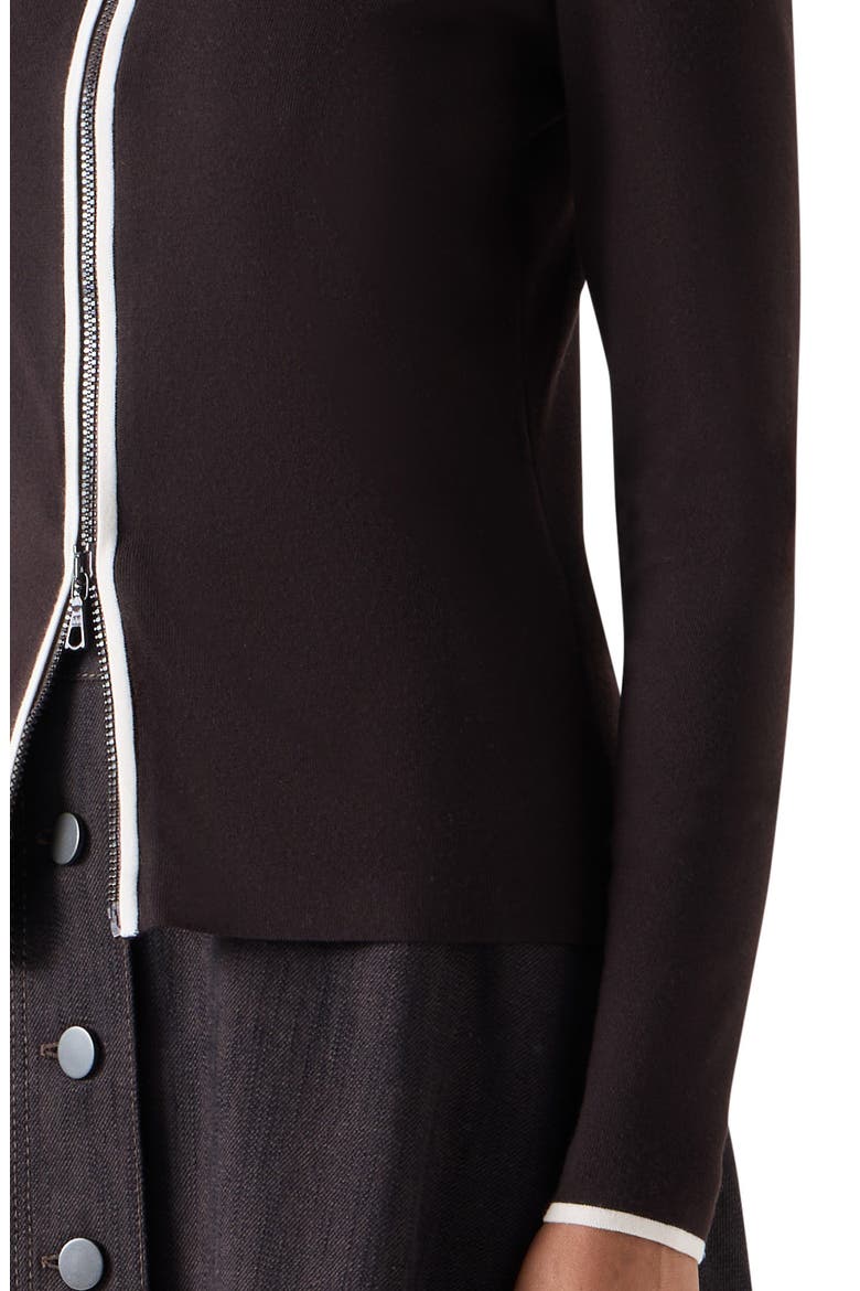 Tipped Wool Zip Cardigan, Alternate, color, ESPRESSO-CREAM