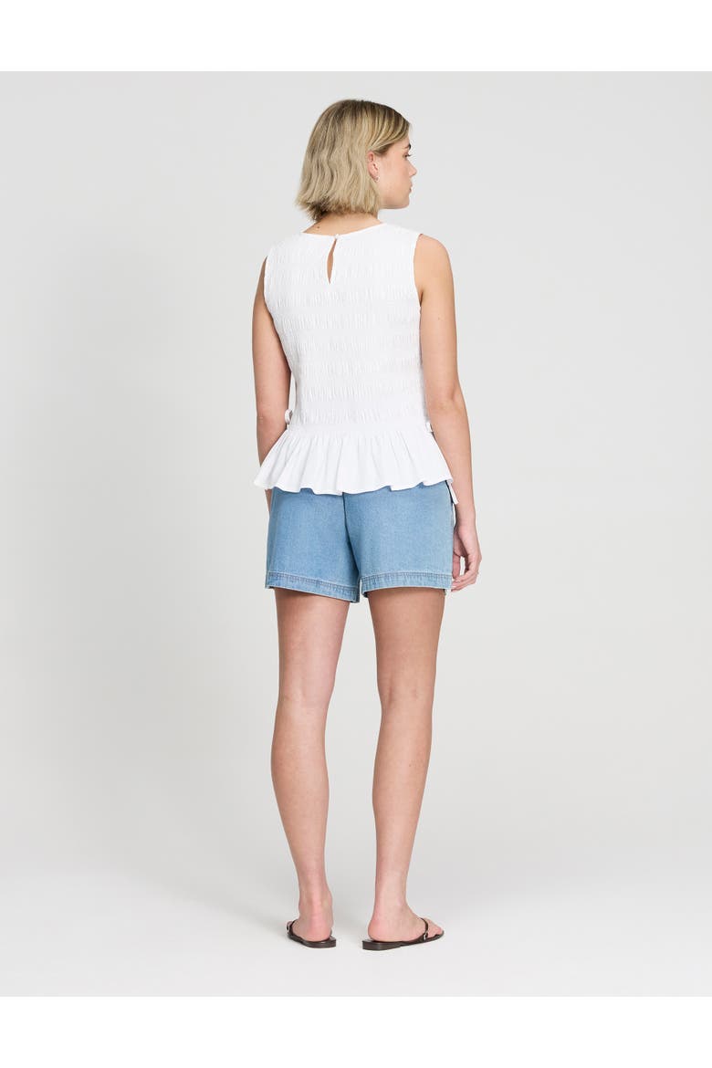 Malani Cotton Shirred Sleeveless Top, Alternate, color, White