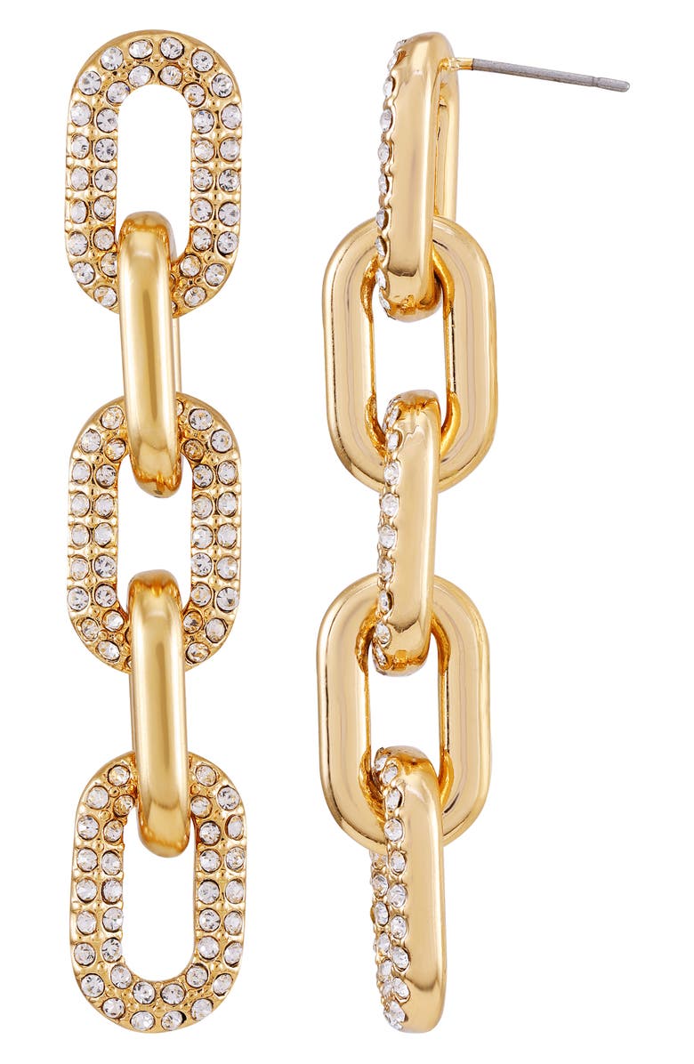 Vince Camuto Pavé Crystal Chain Linear Drop Earrings, Main, color, 