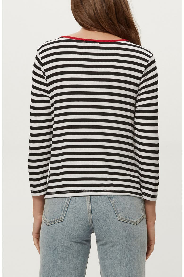 Amelee Ringer Boatneck Top, Alternate, color, BLACK/ WHITE/ LACQUER