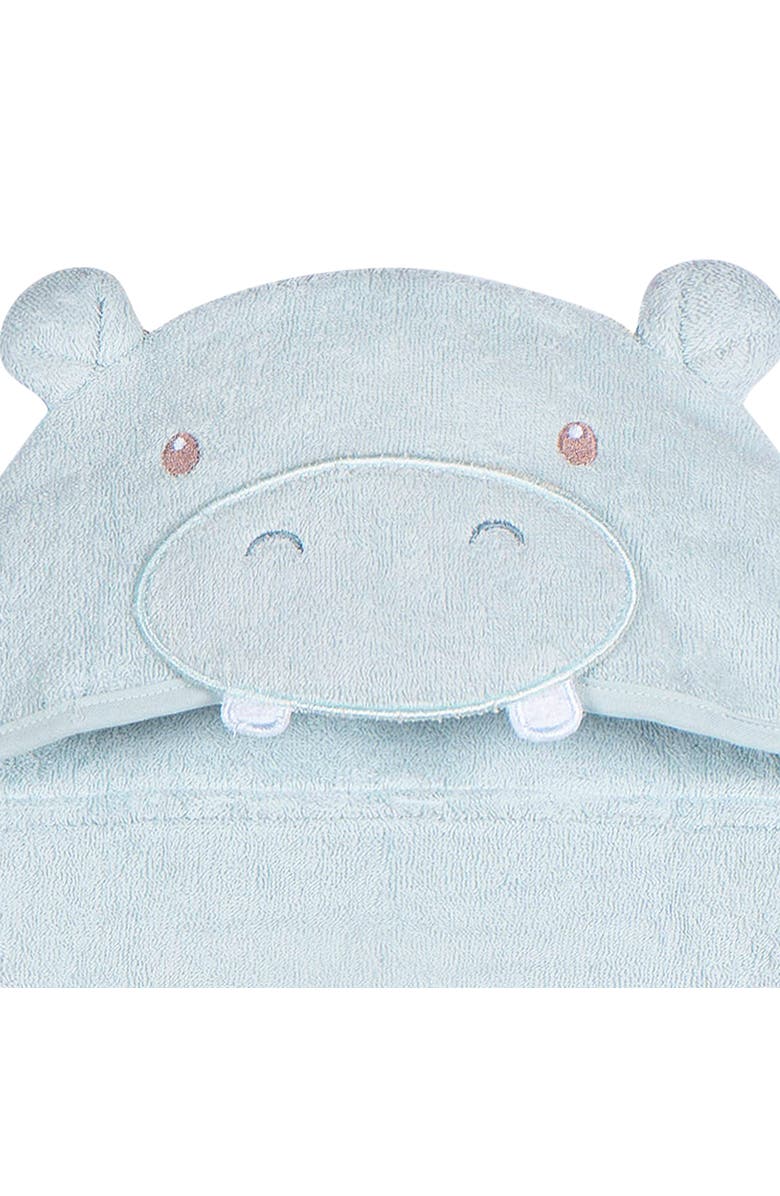Just Born Tan Deer Character Hooded Towel, Alternate, color, Hippo