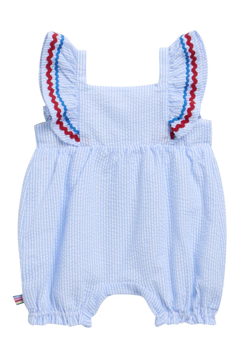 Stripe Cotton Seersucker Romper, Alternate, color, BLUE
