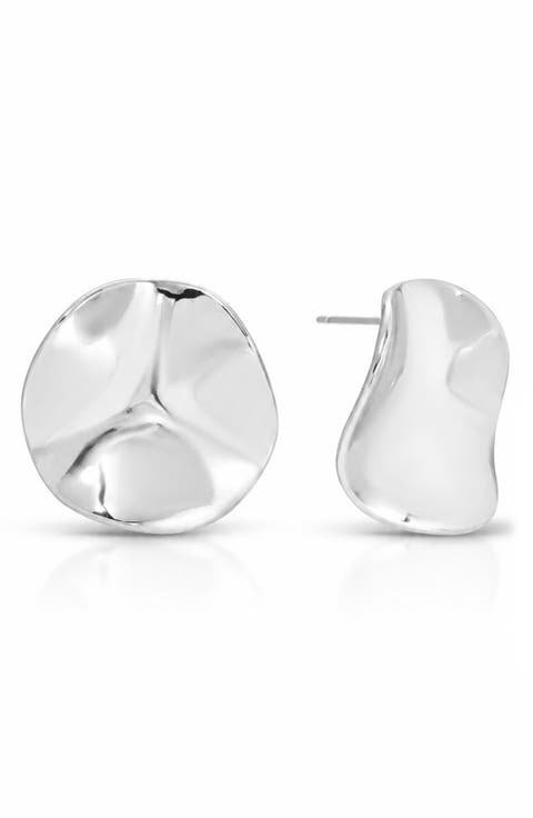 Molten Disc Stud Earrings