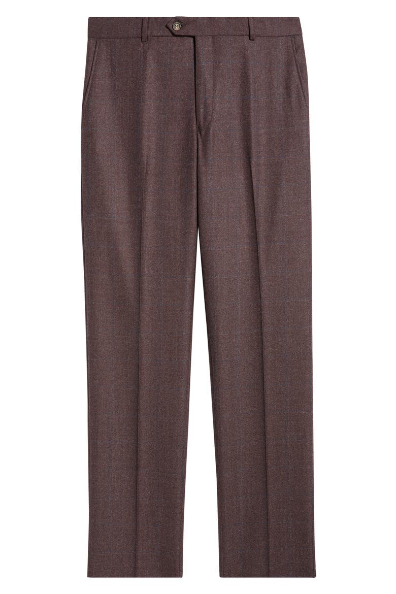 Tick Weave Windowpane Check Virgin Wool Dress Pants, Alternate, color, BURGUNDY
