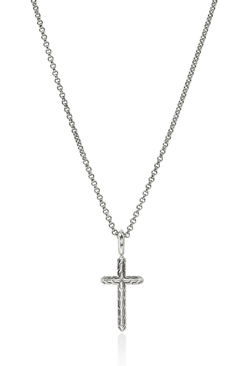 JH Essential Cross Pendant Necklace, Main, color, SILVER
