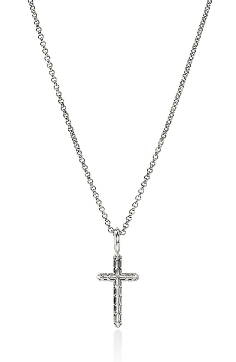 John Hardy JH Essential Cross Pendant Necklace, Main, color, Silver