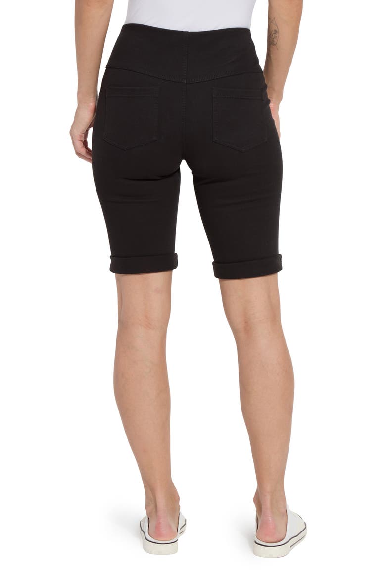 'Lyssentials Stretch Denim Boyfriend Shorts, Alternate, color, BLACK