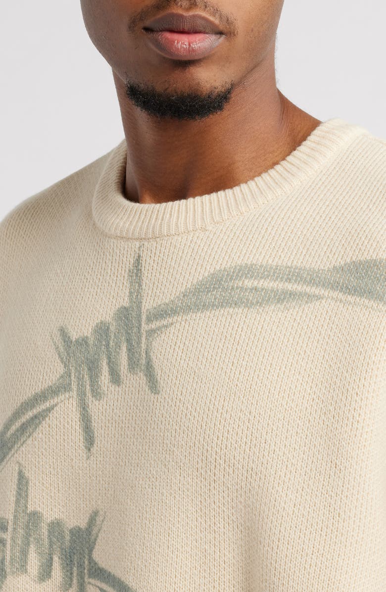 PacSun Trespass Barbed Wire Print Crewneck Sweater, Alternate, color,
