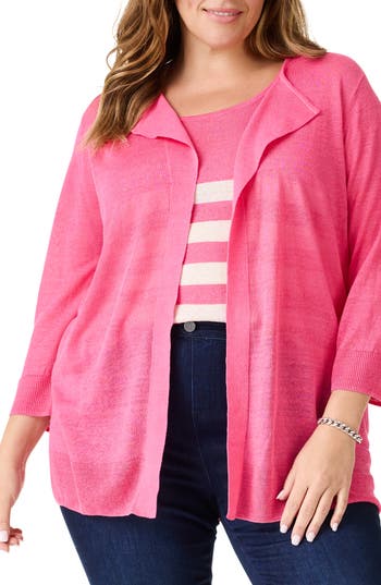 Nic + Zoe Nic+zoe Featherweight Flyaway Cardigan In Pink