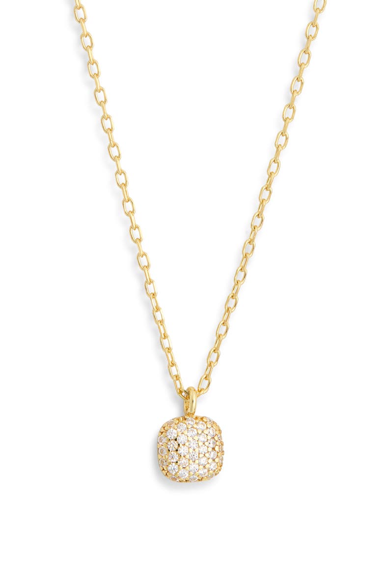 Pavè Small Square Pendant Necklace, Main, color, GOLD