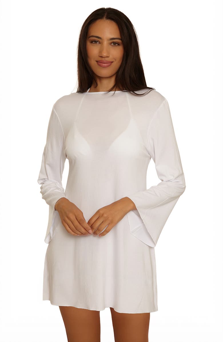 Becca Beach to BBQ Long Sleeve Cover-Up Tunic, Alternate, color, White