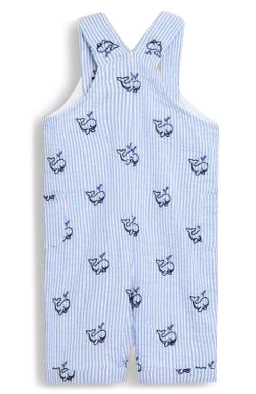 Jojo Maman Bébé Jojo Maman Bebe Cotton Bodysuit & Whale Seersucker Overalls Set In Blue