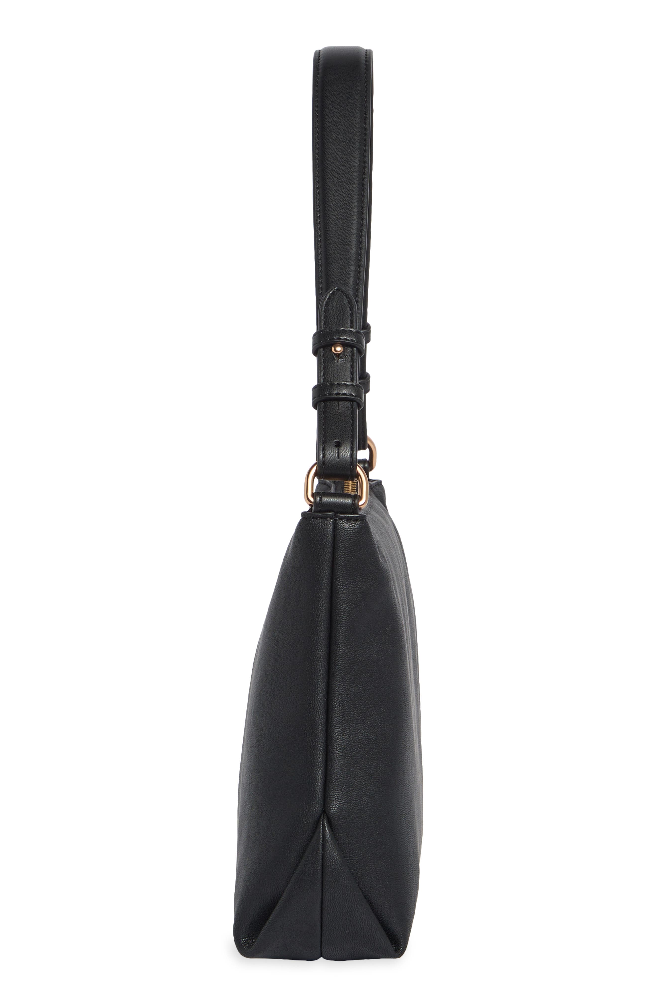 Marilyn Leather Shoulder Bag, Alternate, color, BLACK