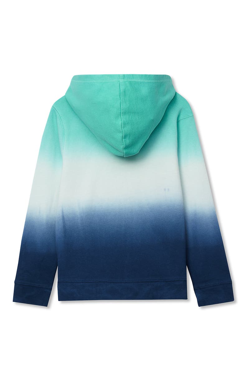 Boys Full Zip Hooded Sweatshirt, Alternate, color, Mint/Blue Dip Dye