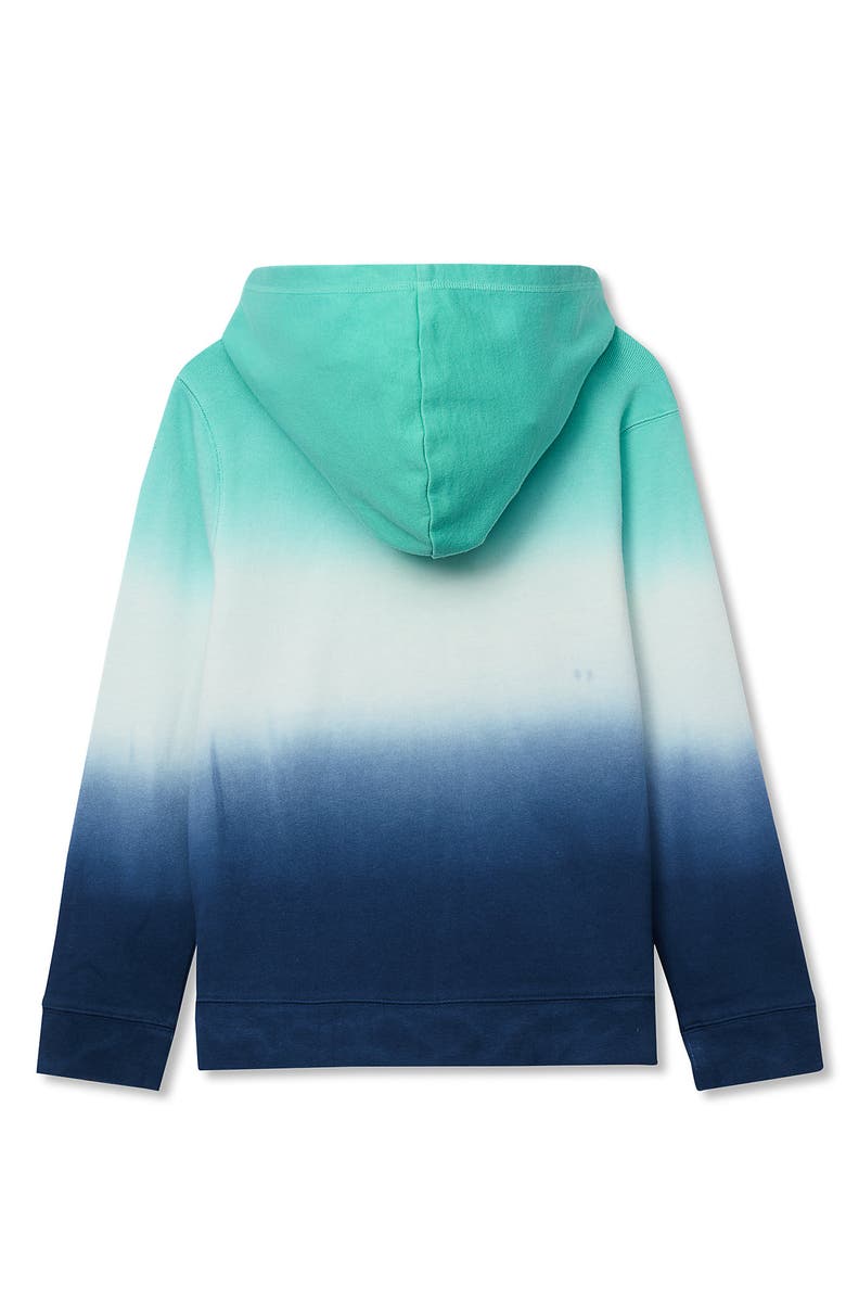 Lands' End Boys Full Zip Hooded Sweatshirt, Alternate, color, Mint/Blue Dip Dye