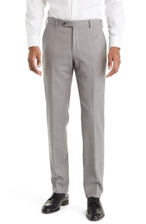 Zanella Parker Flat Front Stretch Wool Trousers in Light Grey 