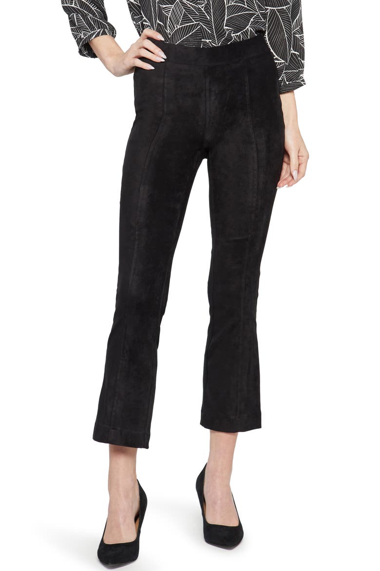 Pull-On Ankle Slim Bootcut Faux Suede Pants, Main, color, BLACK