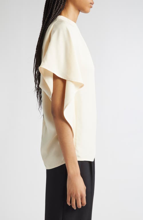 Proenza Schouler Etta Hammered Viscose Asymmetric Sleeve Top In White