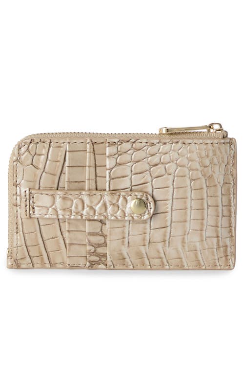 Brahmin Lennon Croc Embossed Leather Card Case In Wind Chime