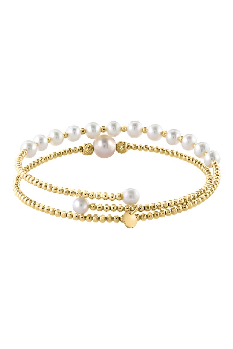 14K Gold Beaded Freshwater Pearl Bracelet, Alternate, color, WHITE