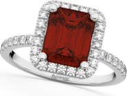 ALLUREZ Emerald-Cut Lab Garnet & Diamond Engagement Ring 14k