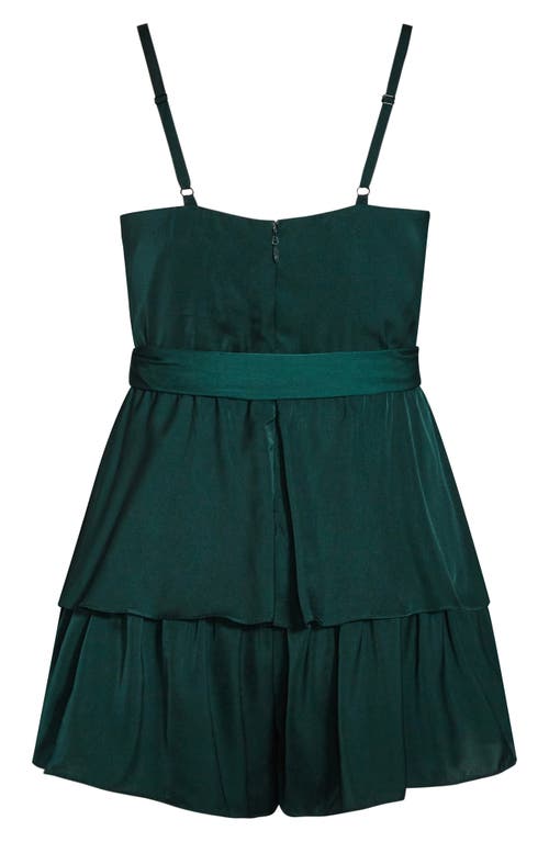 City Chic Party Wrap Romper In Green