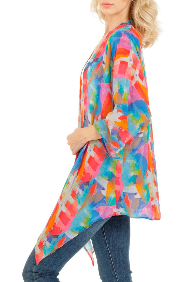 Floral Open Front Jacket, Alternate, color, ORANGE MULTI