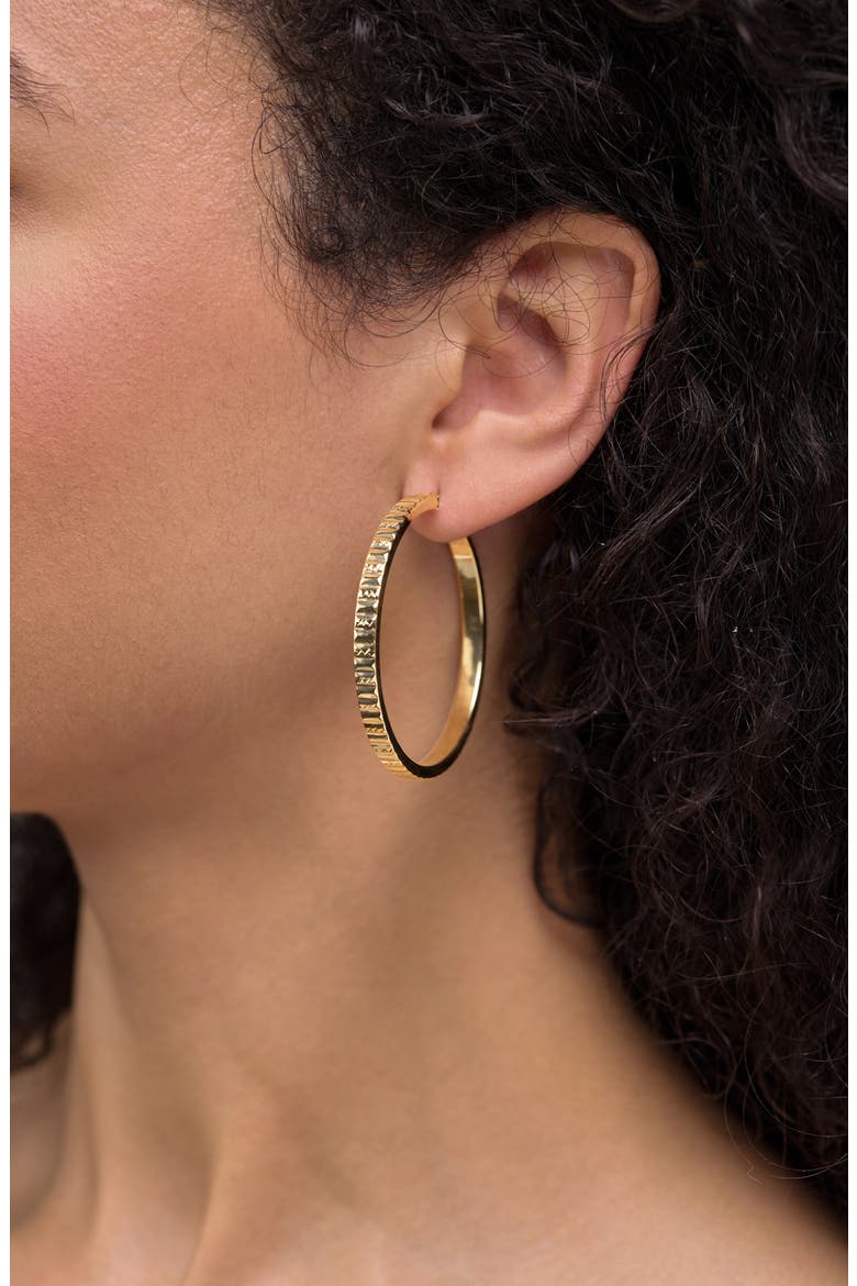 14K Gold Textured Hoop Earrings, Alternate, color, 14K YELLOW GOLD