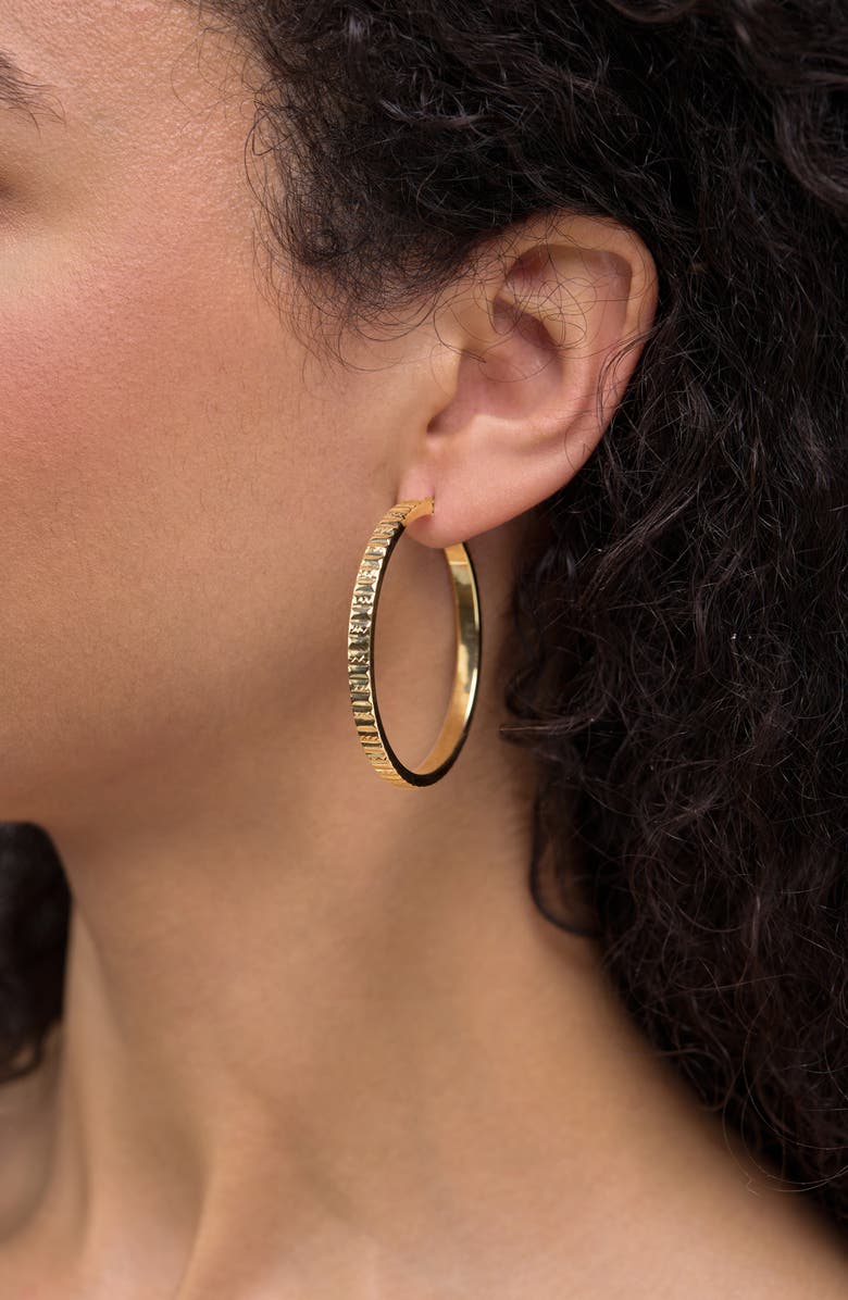 Bony Levy 14K Gold Textured Hoop Earrings, Alternate, color, 14K Yellow Gold