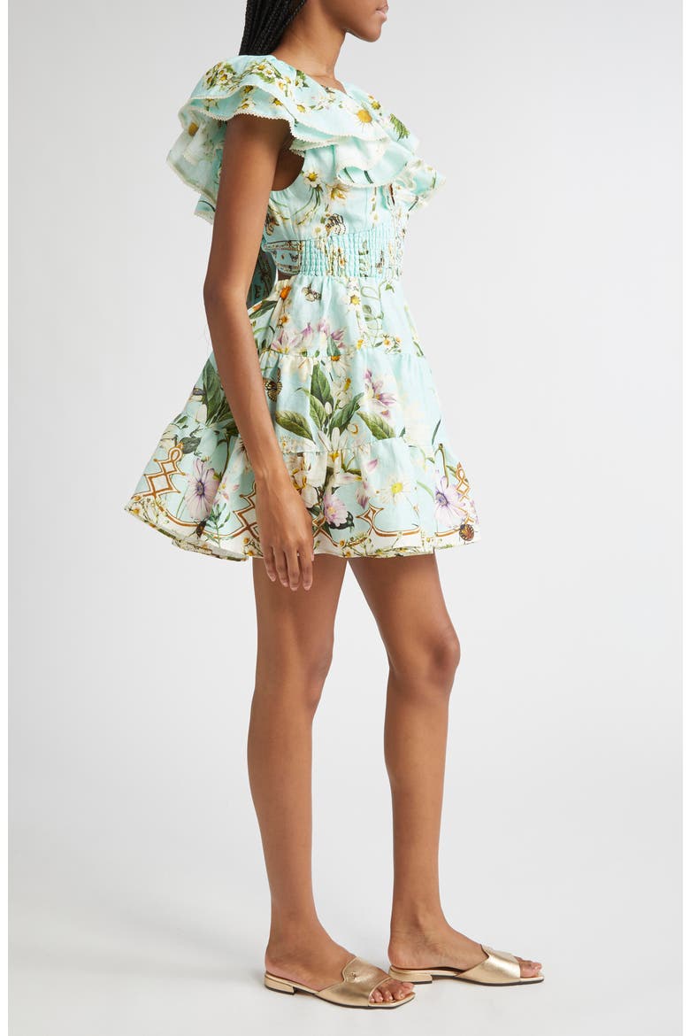 Floral Freefall Tiered Linen Minidress, Alternate, color, FLORAL FREEFALL