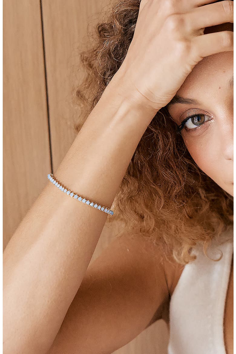 Isabella Cubic Zirconia Blue Tennis Bracelet, Alternate, color, GOLD