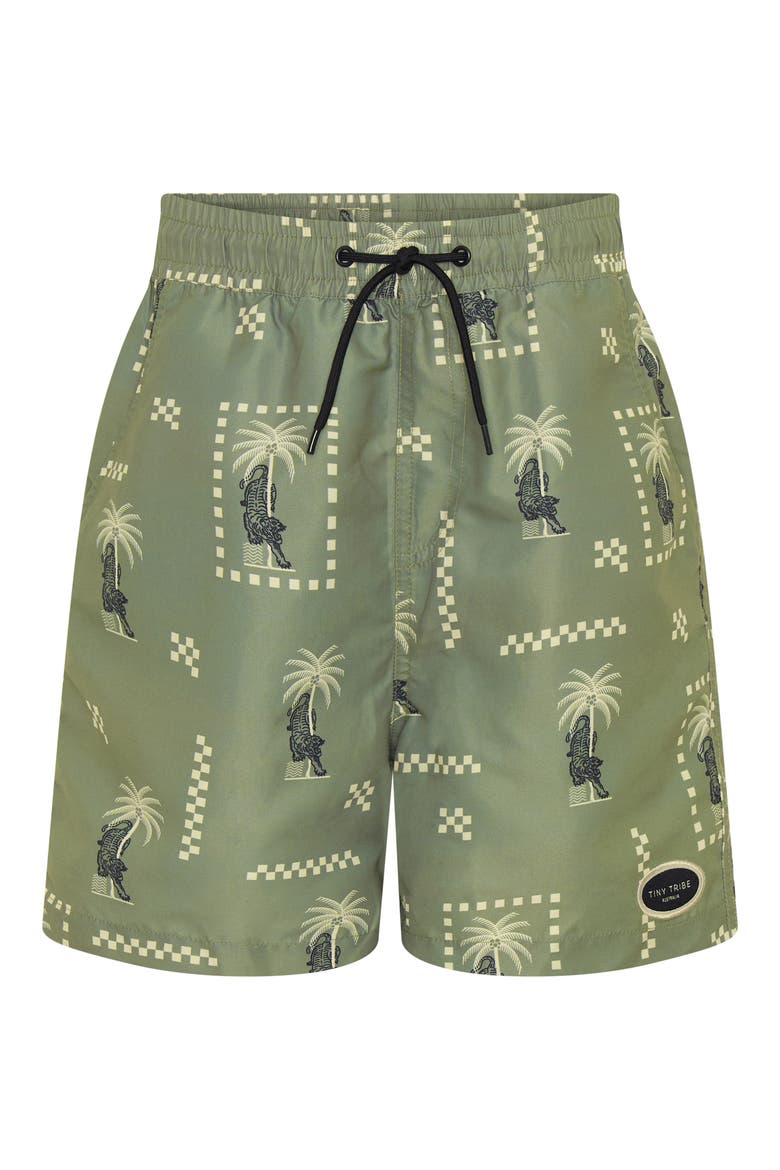 Kids' Tiger Island UPF 50+ Swim Trunks, Main, color, OLIVE