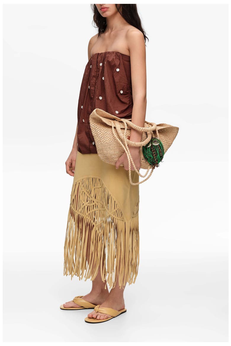 Ruched Strapless Top, Alternate, color, BROWN