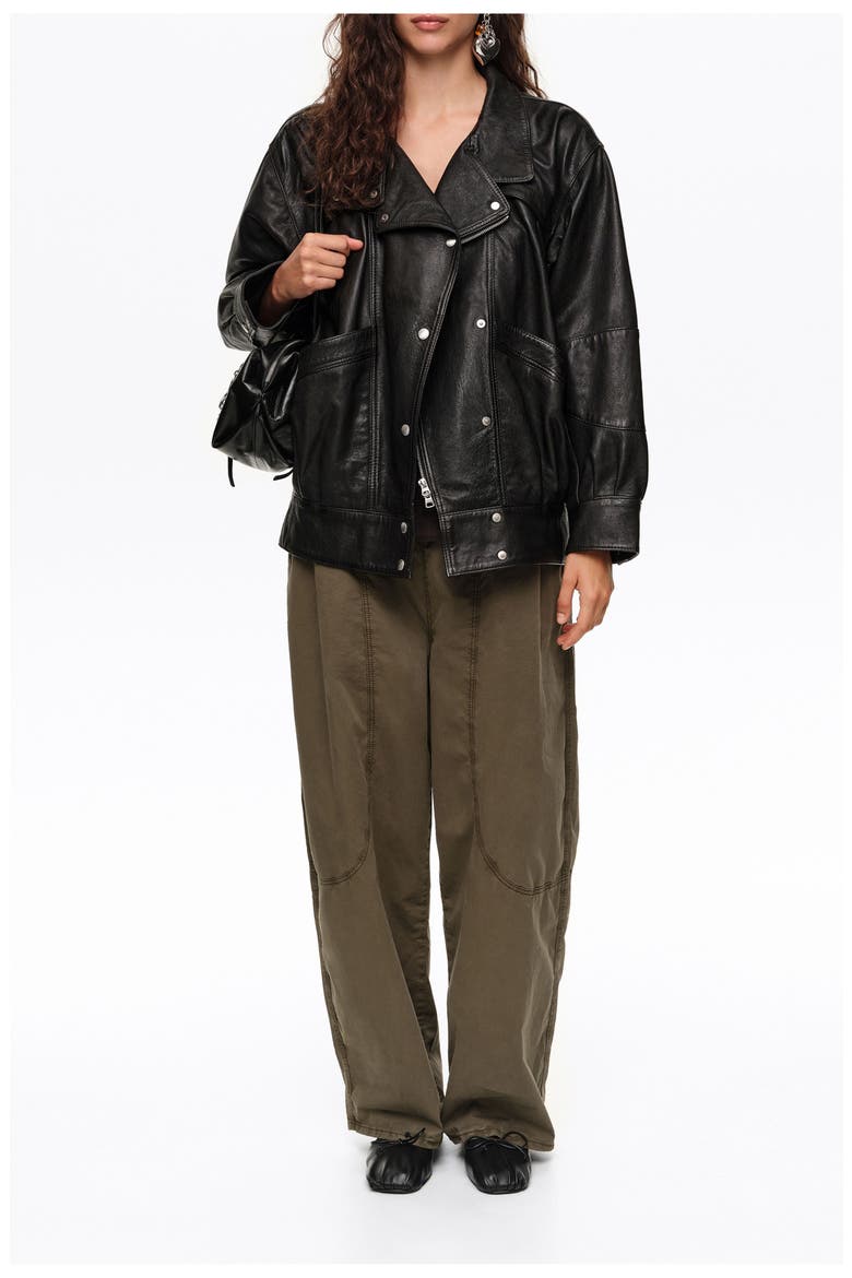 Leather Volume Jacket, Alternate, color, BLACK