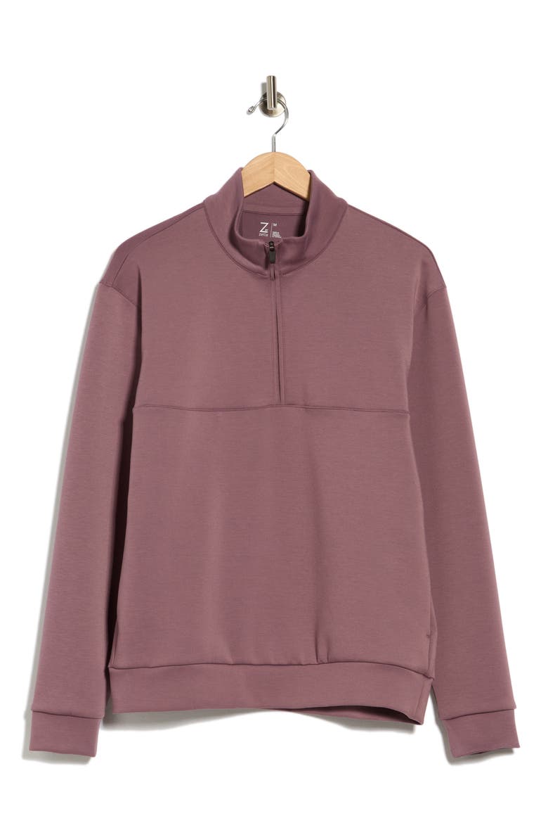 Double Knit Quarter Zip Sweatshirt, Alternate, color, PURPLE FLINT