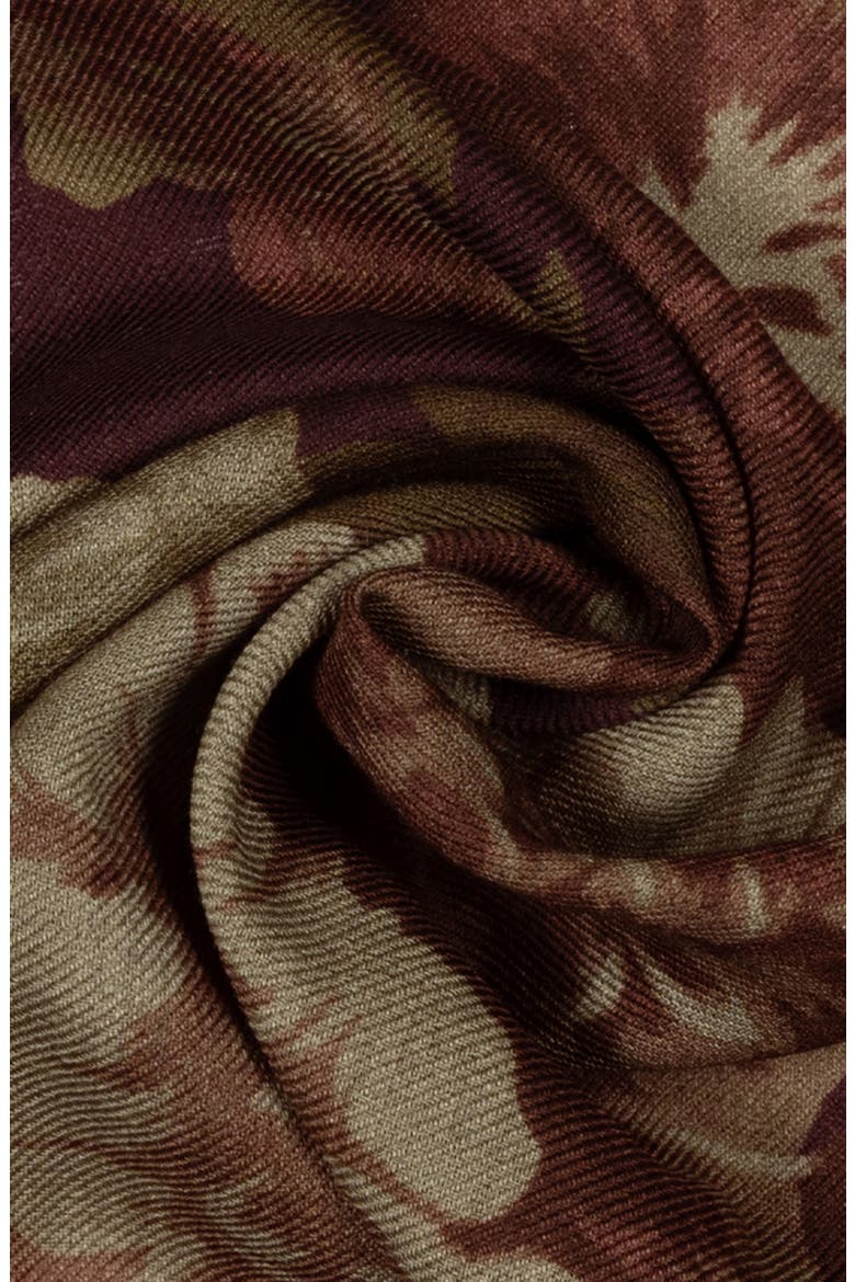 Floral Bouquet Wool Square Scarf, Alternate, color, DARK GARNET