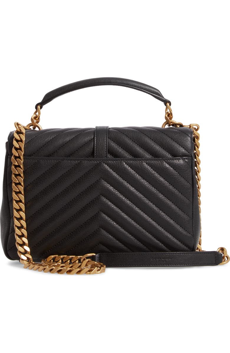 Saint Laurent Medium College Matelassé Leather Shoulder Bag, Alternate, color, 1000 Nero