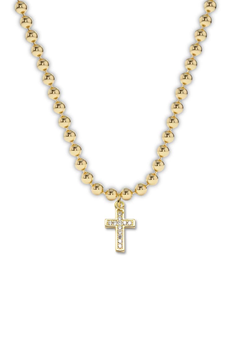 Sparkly Cross Charm Necklace in Gift Bottle, Alternate, color, Gold