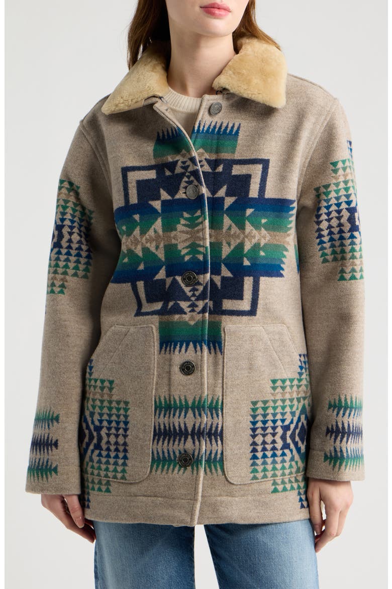 Brownsville Wool Coat with Genuine Shearling Collar, Alternate, color, CHIEF JOSEPH TAN