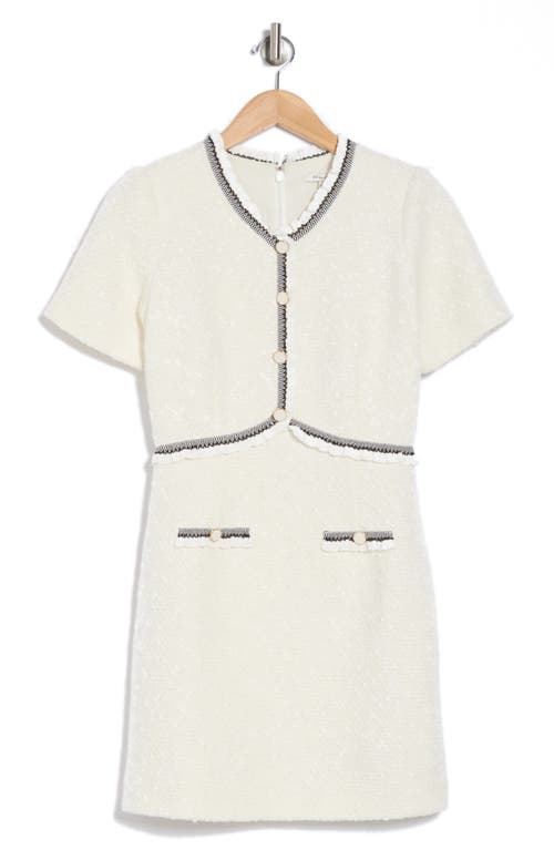 Zoe And Claire Lace Trim Tweed Minidress In Ivory