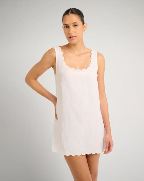 Onia Air Linen Scallop Shift Dress In White