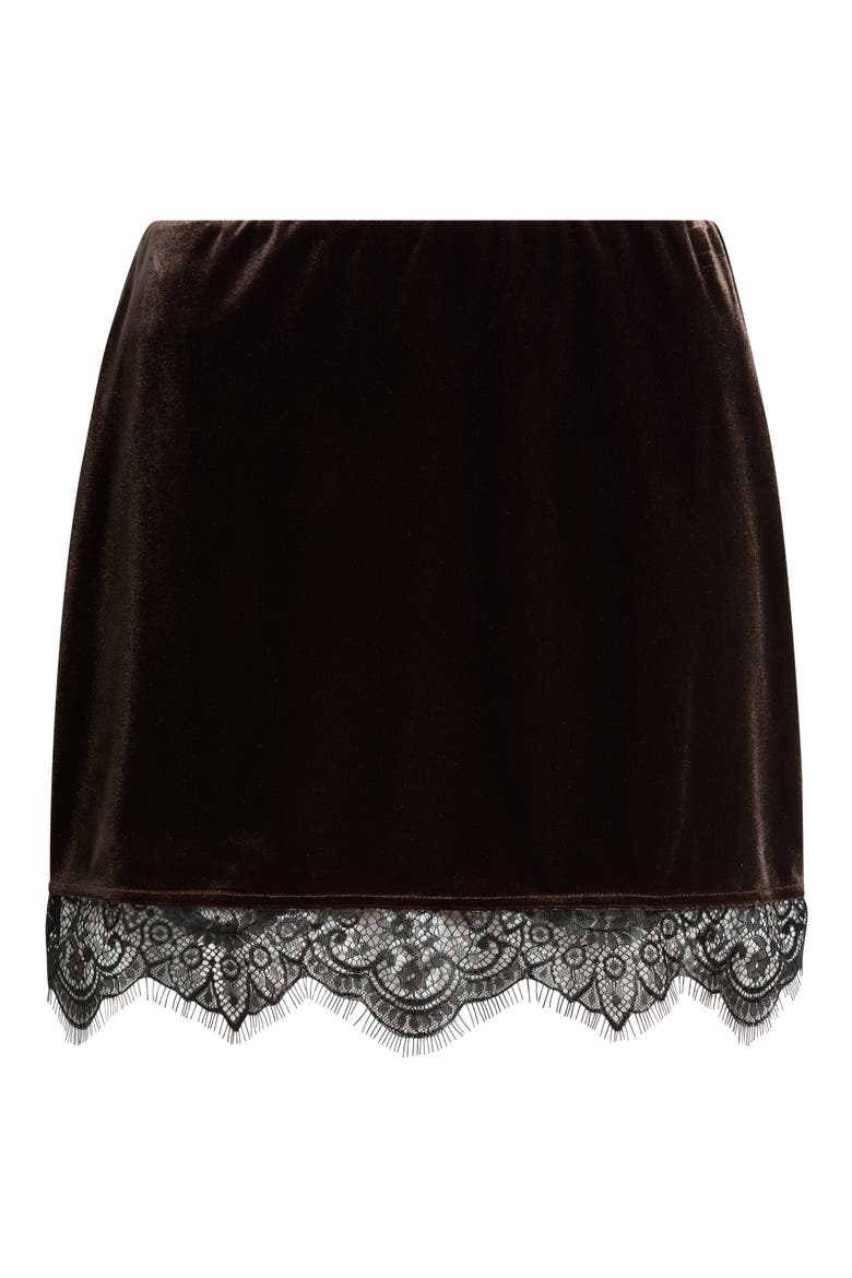 Reliquia Velvet Miniskirt, Alternate, color, CHOCOLAT