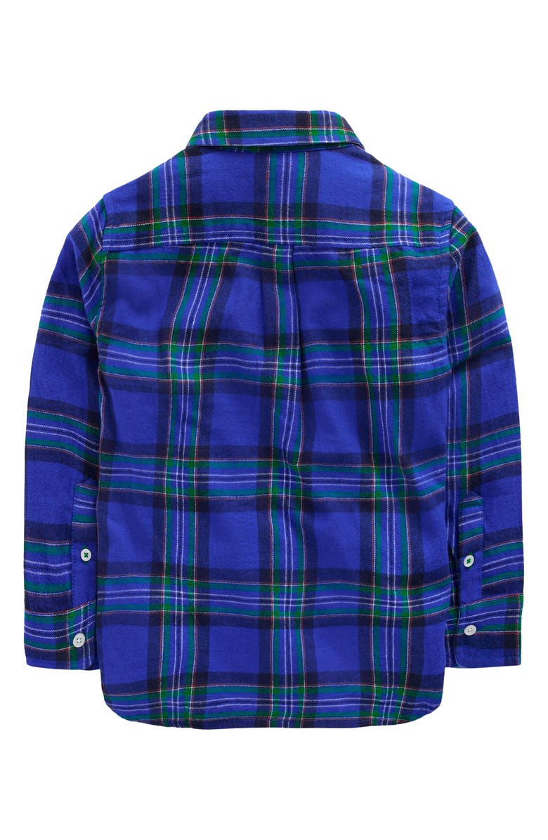 Mini Boden Kids' Check Plaid Cotton Flannel Button-Up Shirt, Alternate, color, Hotchpotch Check