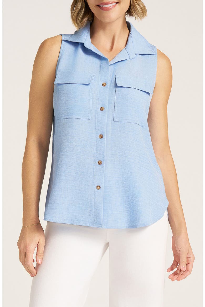 Euclid Sleeveless Button-Up Shirt, Main, color, CHAMBRAY