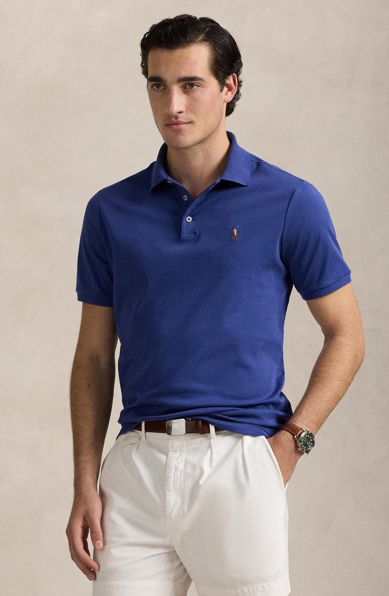 Polo Ralph Lauren Classic Fit Solid Blue Cotton Jersey Polo, Alternate, color,
