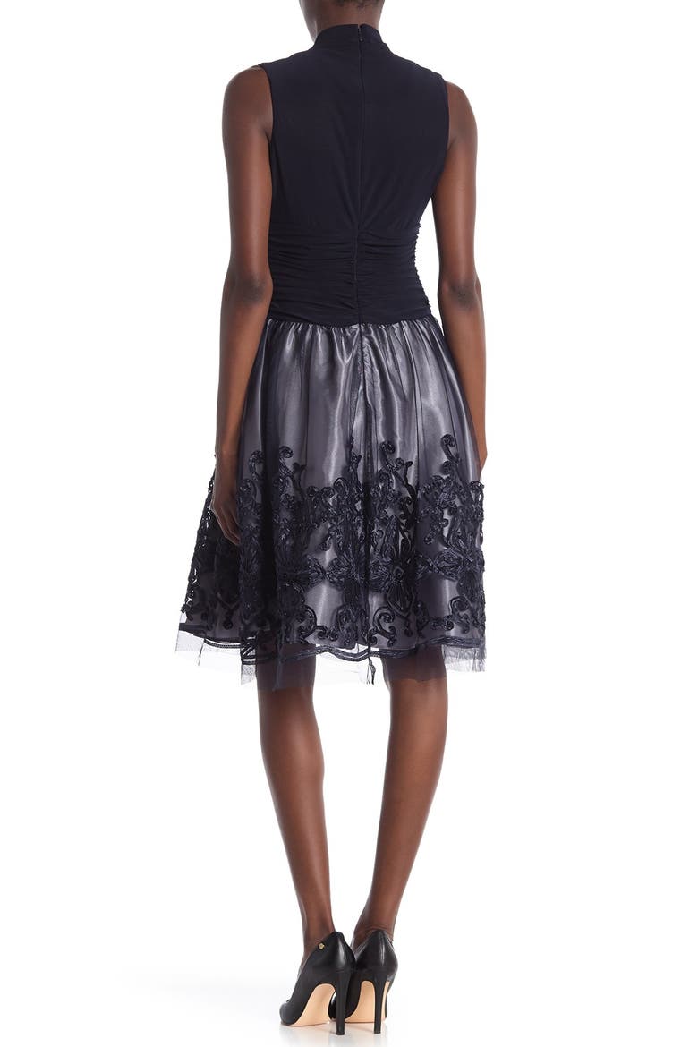 Sleeveless Bordered Dress, Alternate, color, NAVY
