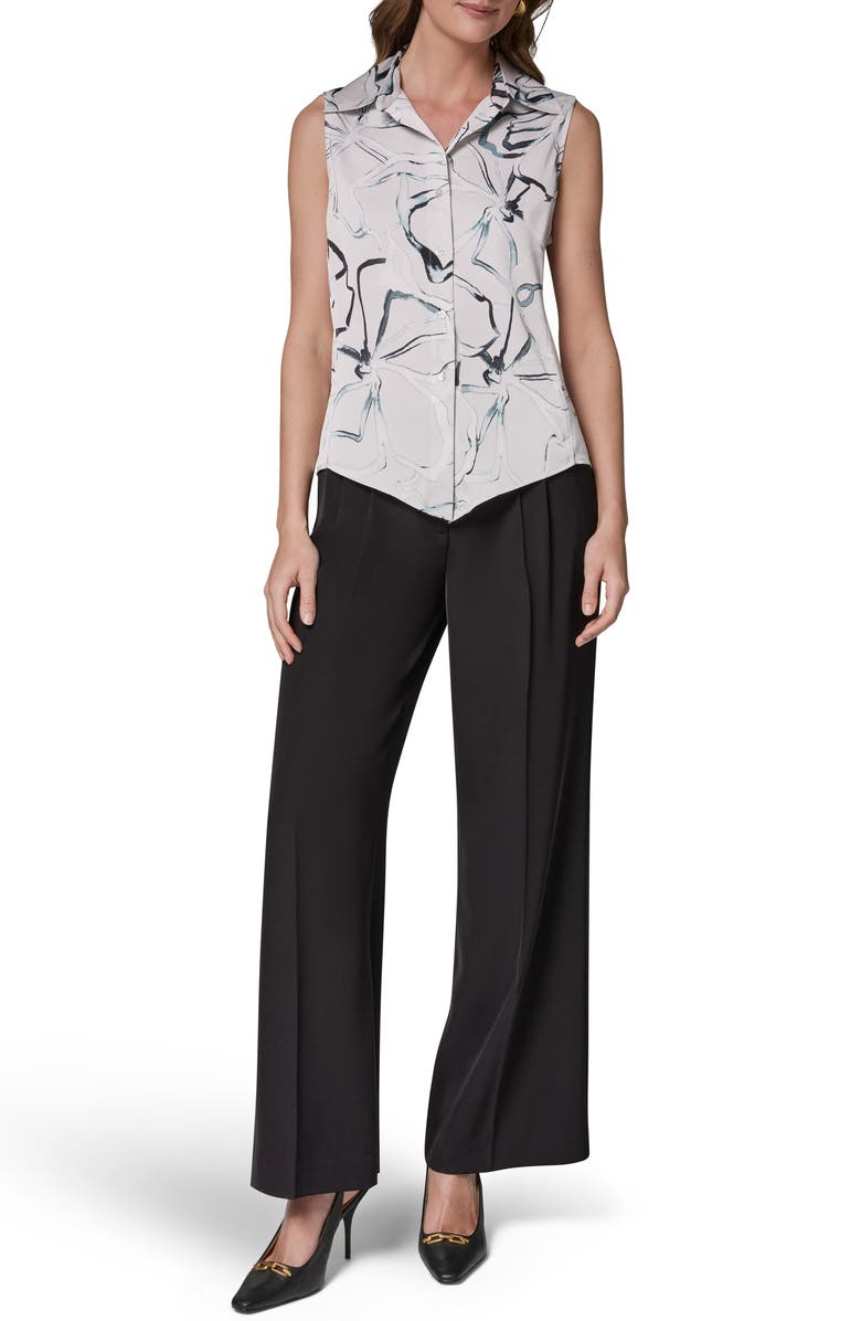 Donna Karan New York Print Sleeveless Shirt, Alternate, color, Aquamint Multi